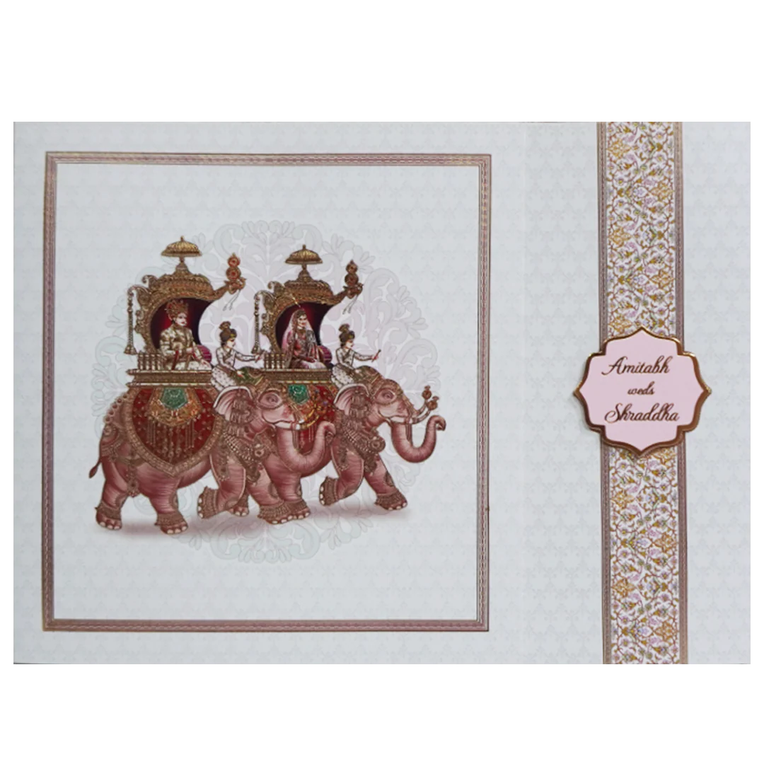 White Door Elephant Wedding Invitation-KAC05090 - Image 3