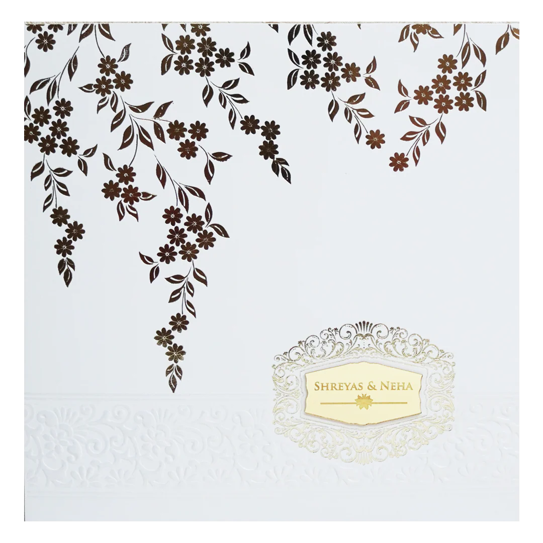 White Embossed Design Wedding Invitation Card-KPR05040 - Image 3