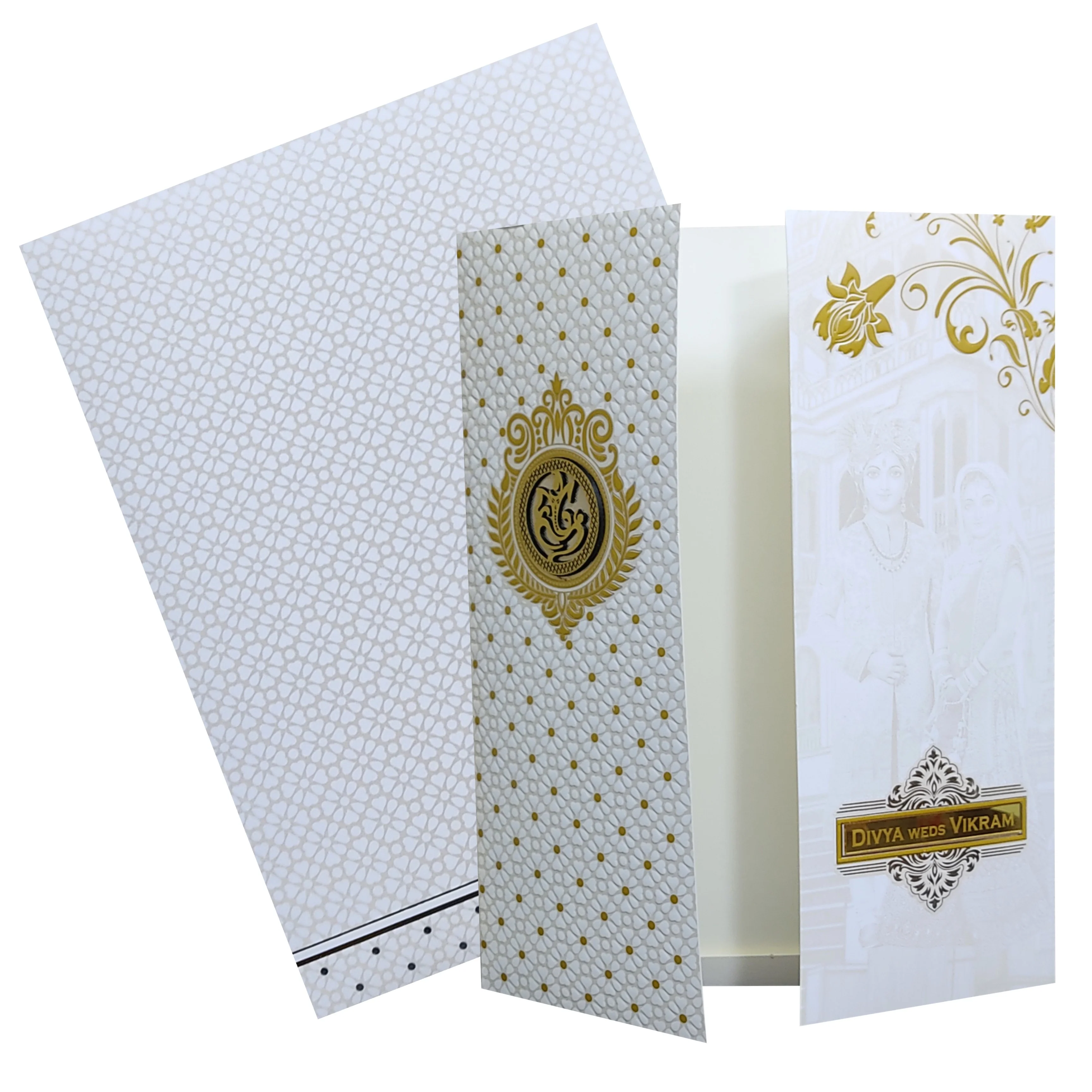 White Embossed Door Nameplate Invitation Card-KNJS2081 - Image 2