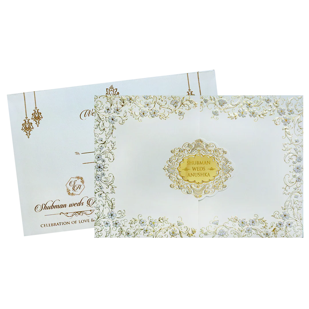 White Embossed Door Style Wedding Invitation Card-KRB09101 - Image 2