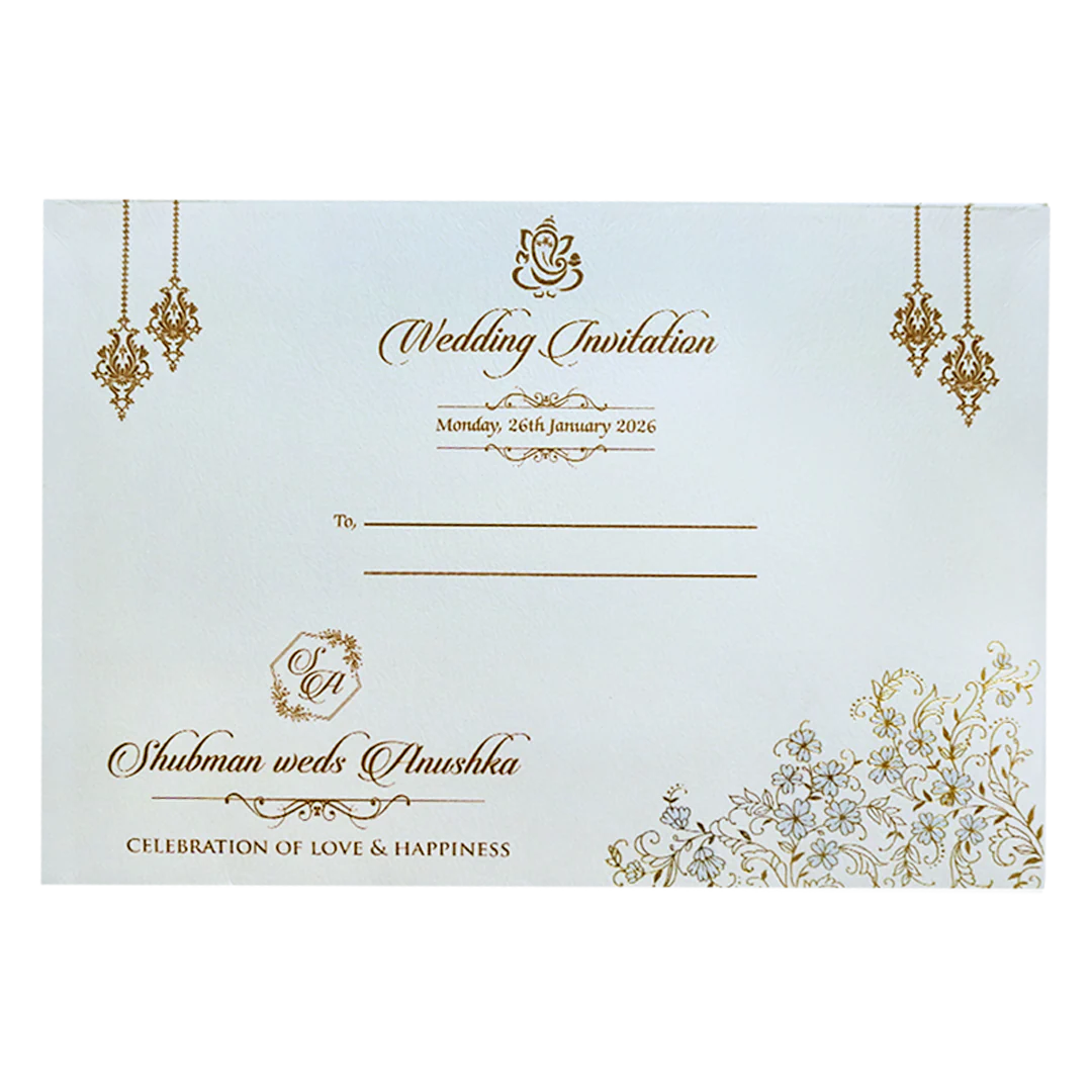 White Embossed Door Style Wedding Invitation Card-KRB09101 - Image 4