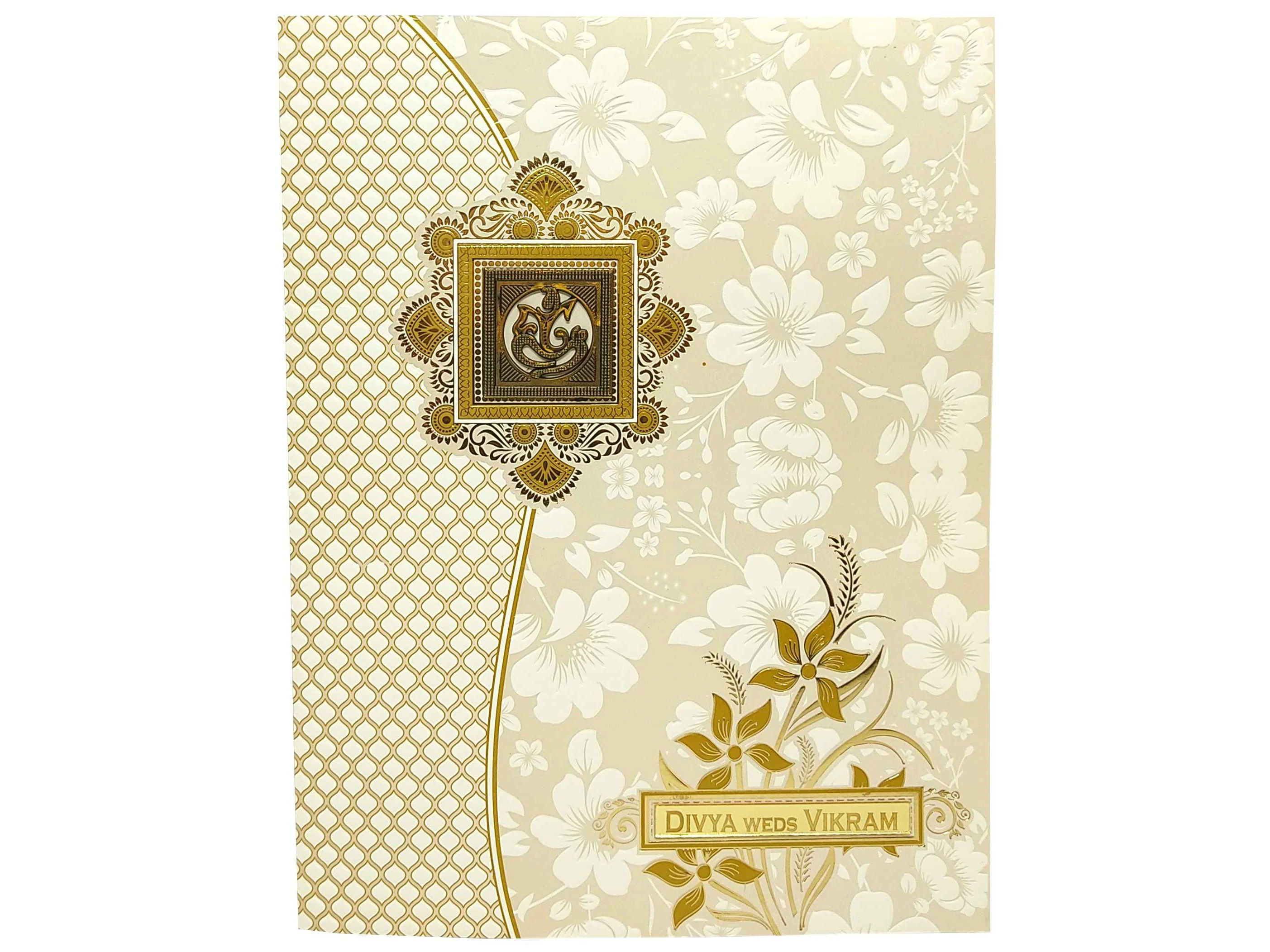 White Embossed Floral Design With Ganesha And Name Plate-KNJS2060 - Image 3