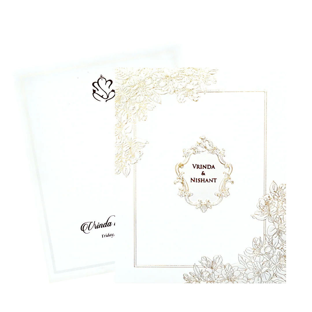 White Embossed Floral Elegance Wedding Card-KPR06630 - Image 2