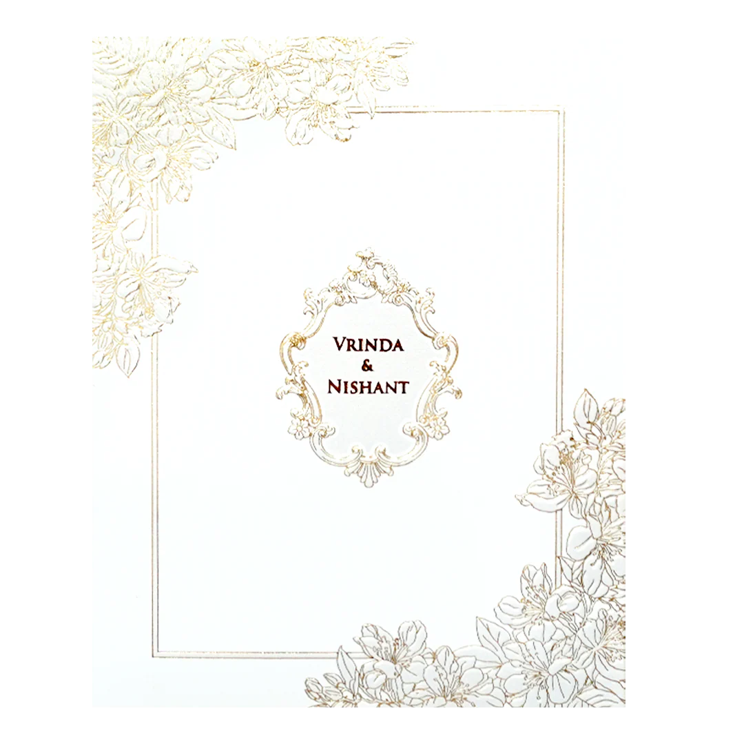 White Embossed Floral Elegance Wedding Card-KPR06630 - Image 3