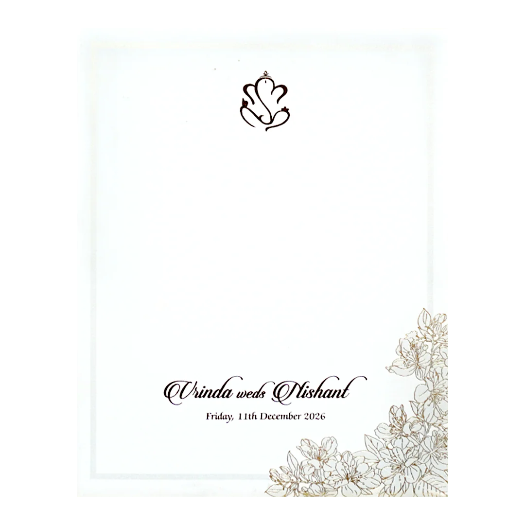 White Embossed Floral Elegance Wedding Card-KPR06630 - Image 4