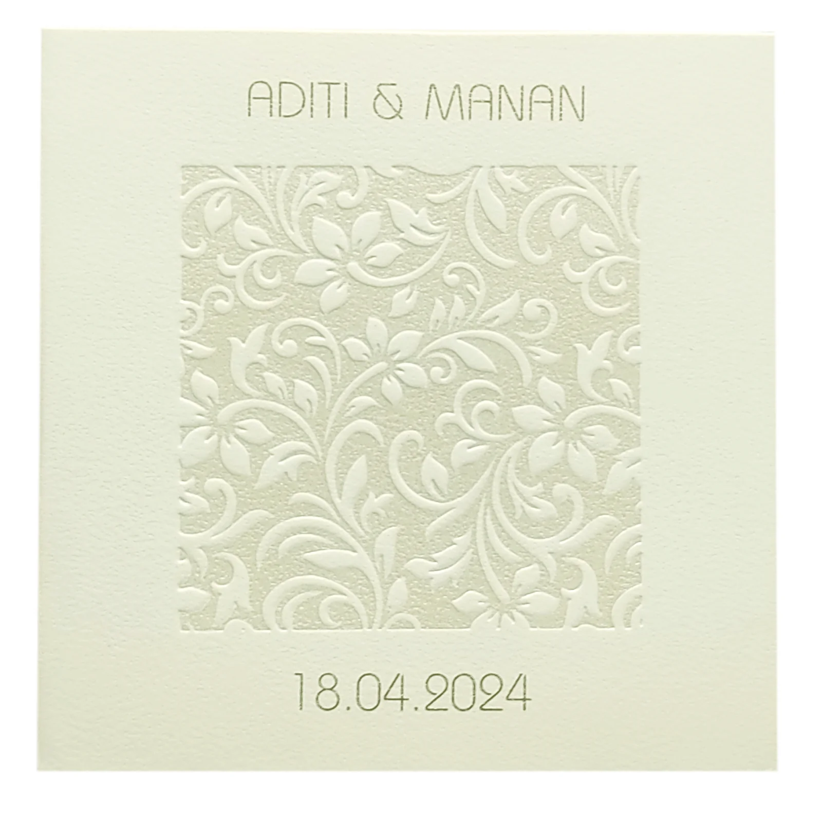 White Embossed Floral Invitation Card-KRC29351 - Image 3