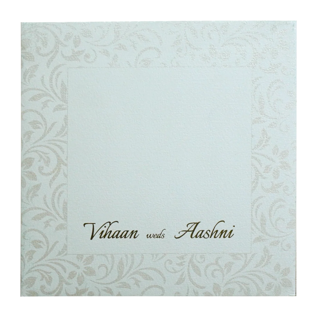 White Embossed Floral Padded Invitation Card-KRC30480 - Image 3
