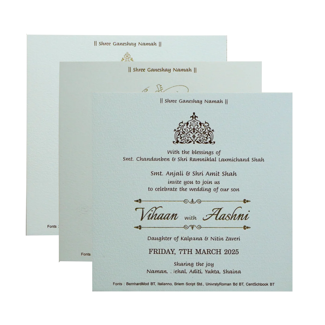White Embossed Floral Padded Invitation Card-KRC30480 - Image 5