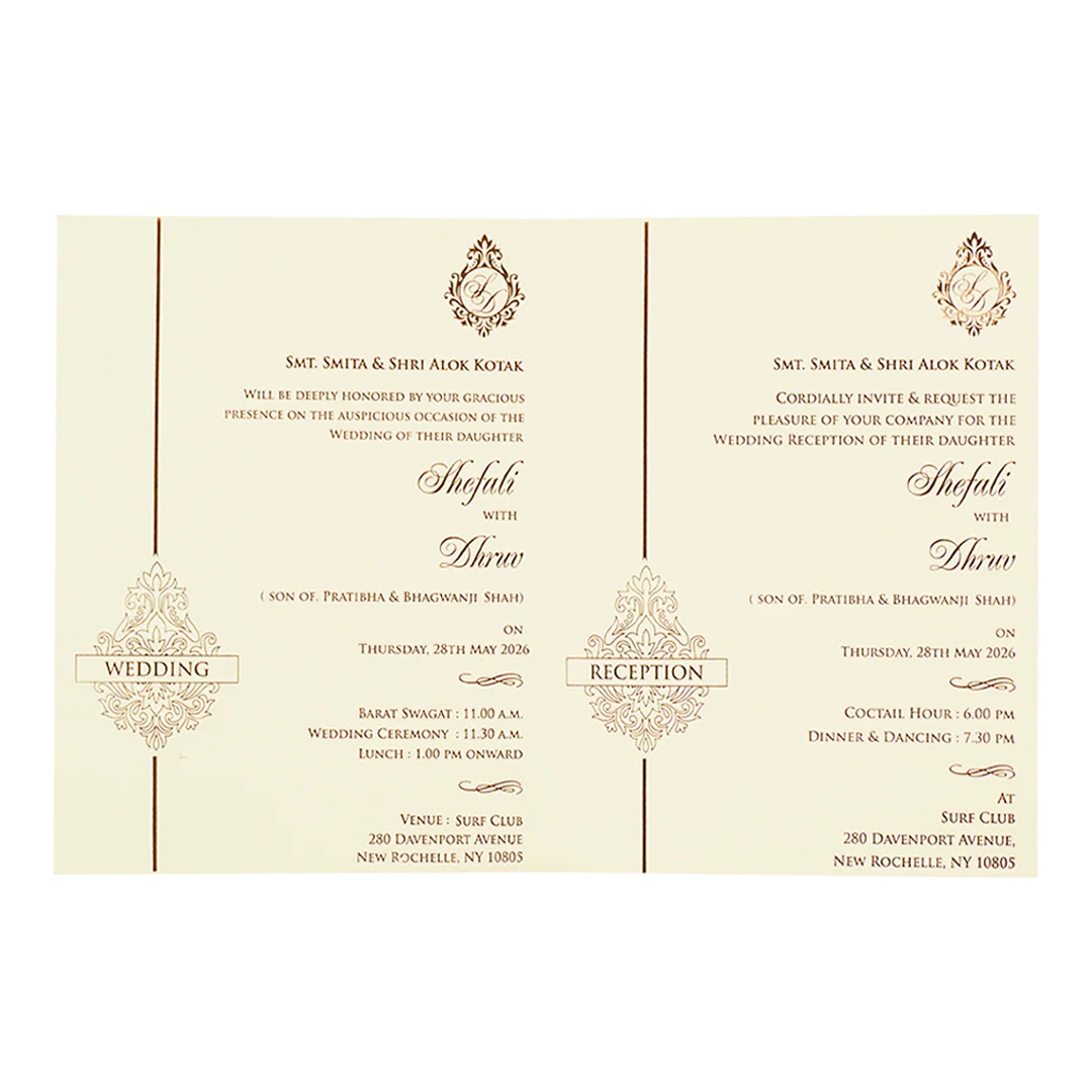White Embossed Ganesha Wedding card-KRE28470 - Image 5