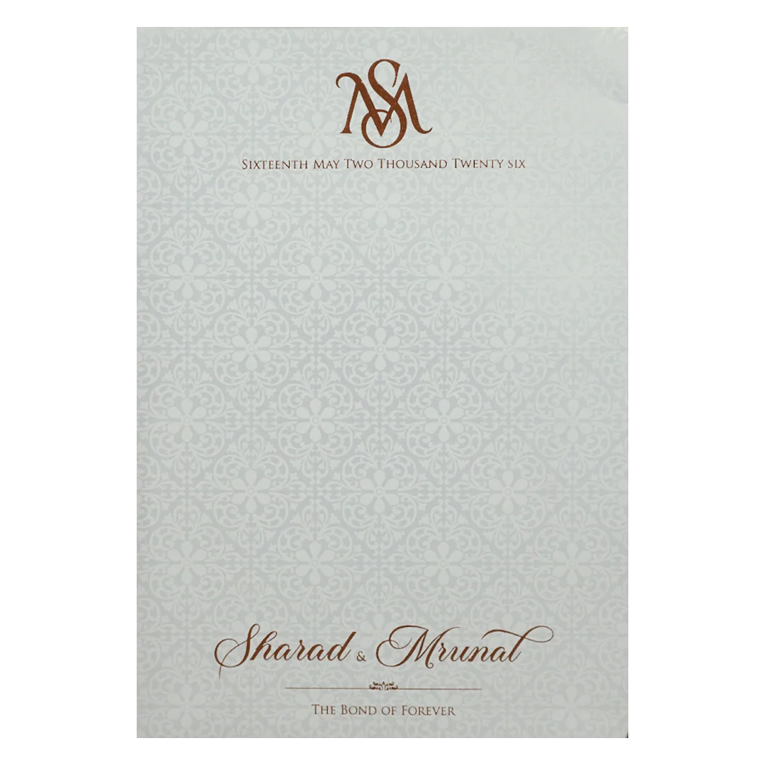 White Embossed Ganesha Wedding card-KRE28660 - Image 4