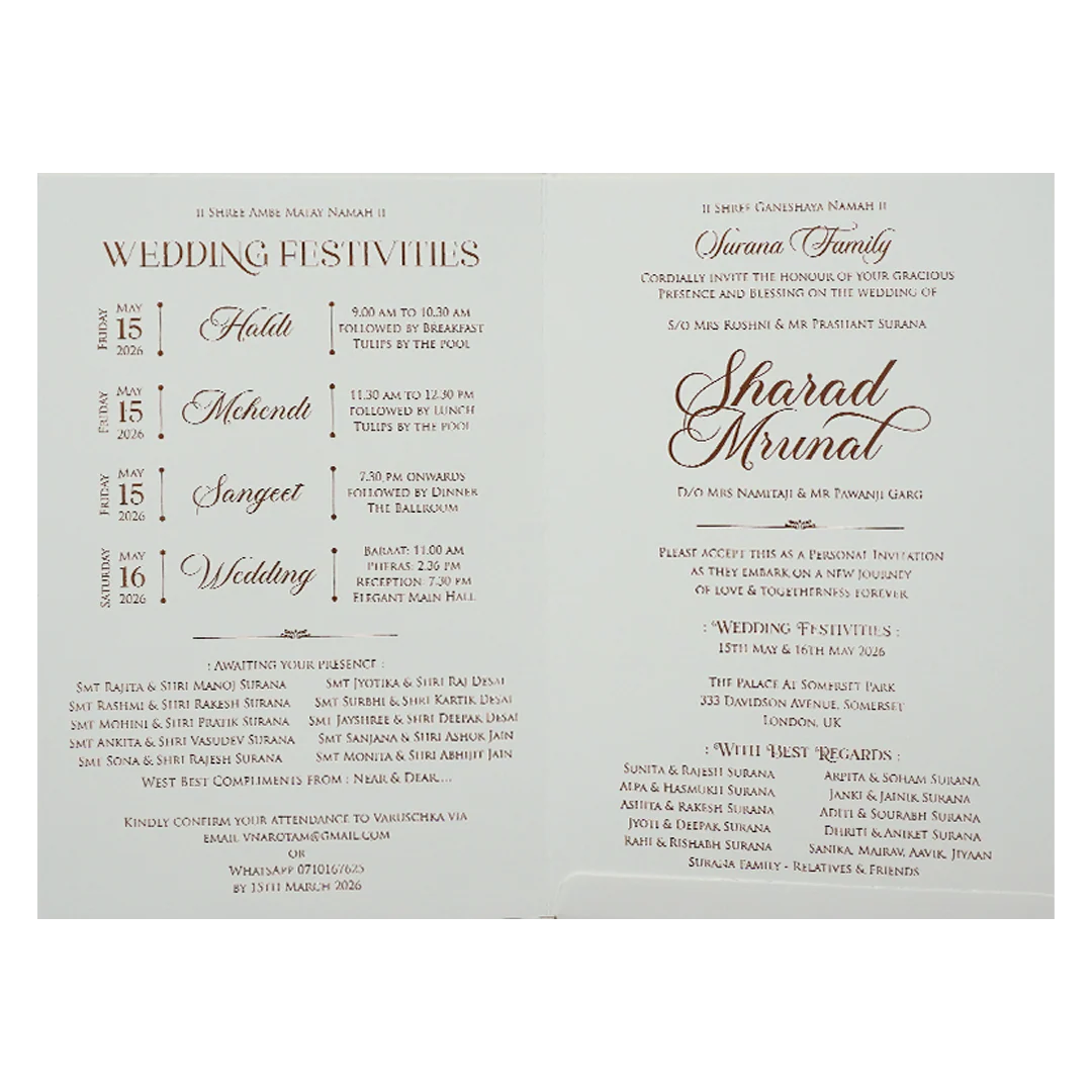 White Embossed Ganesha Wedding card-KRE28660 - Image 5