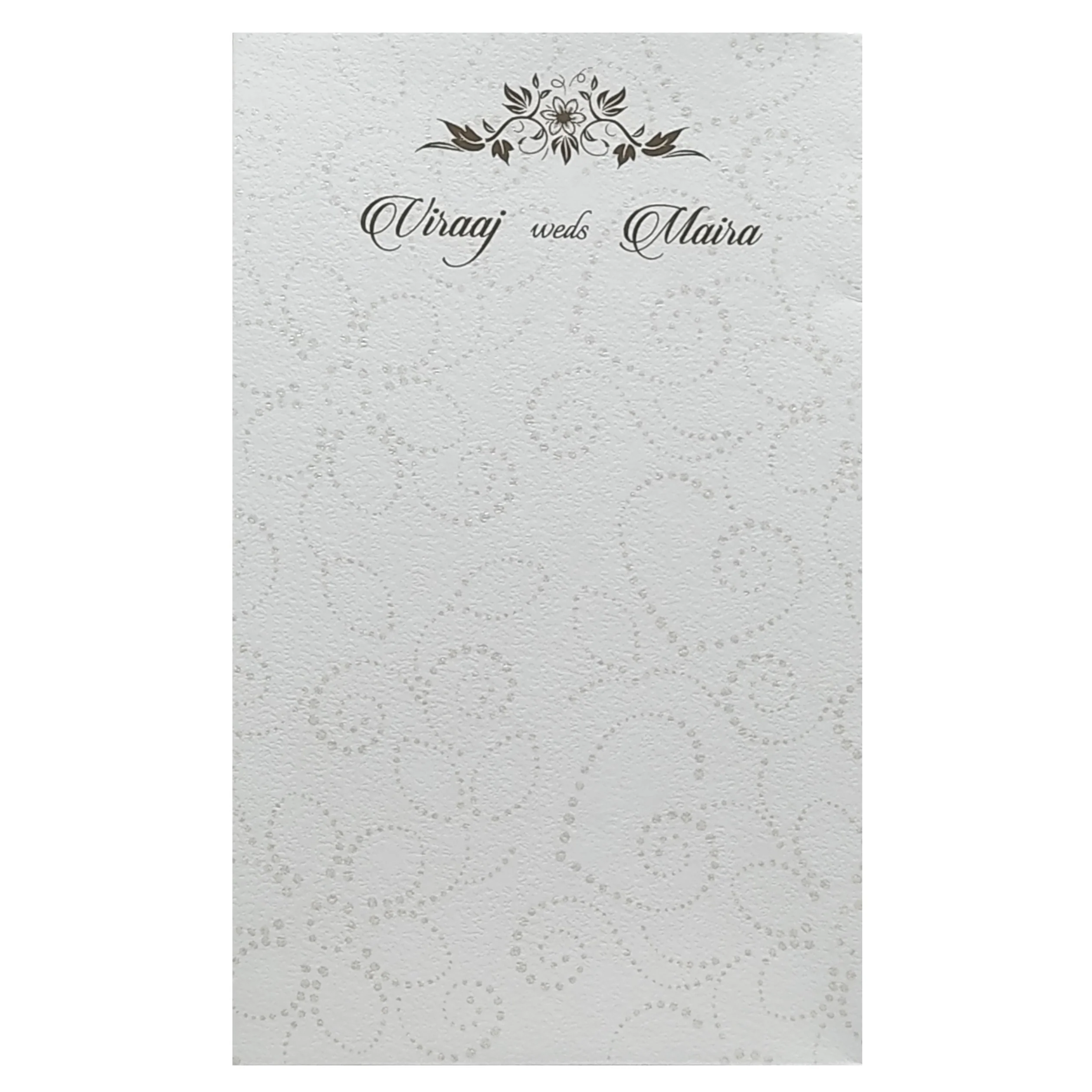 White Embossed Lotus Invitation Card-KRC28320 - Image 4
