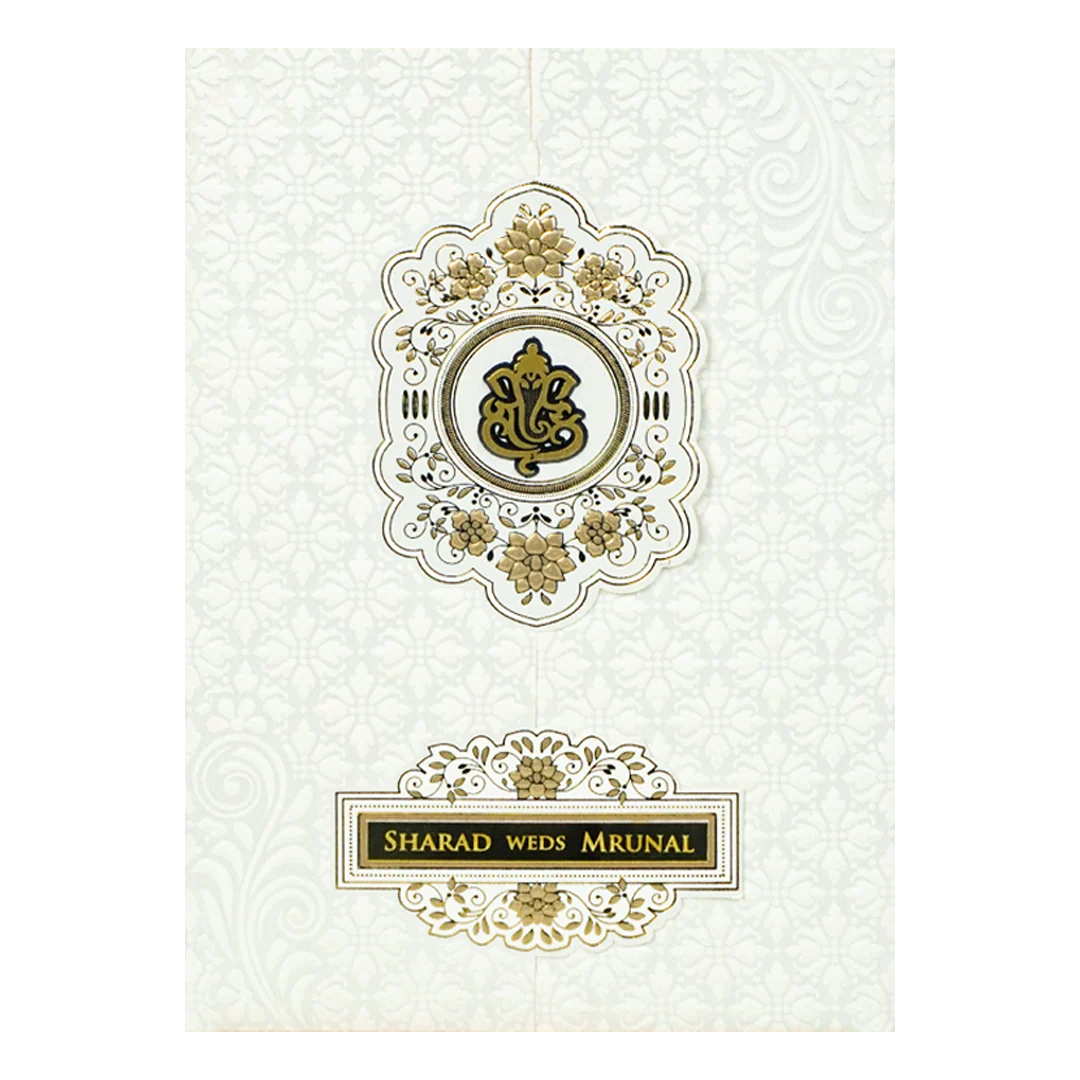 White Embossed Monogram Floral Wedding card-KRE28680 - Image 3