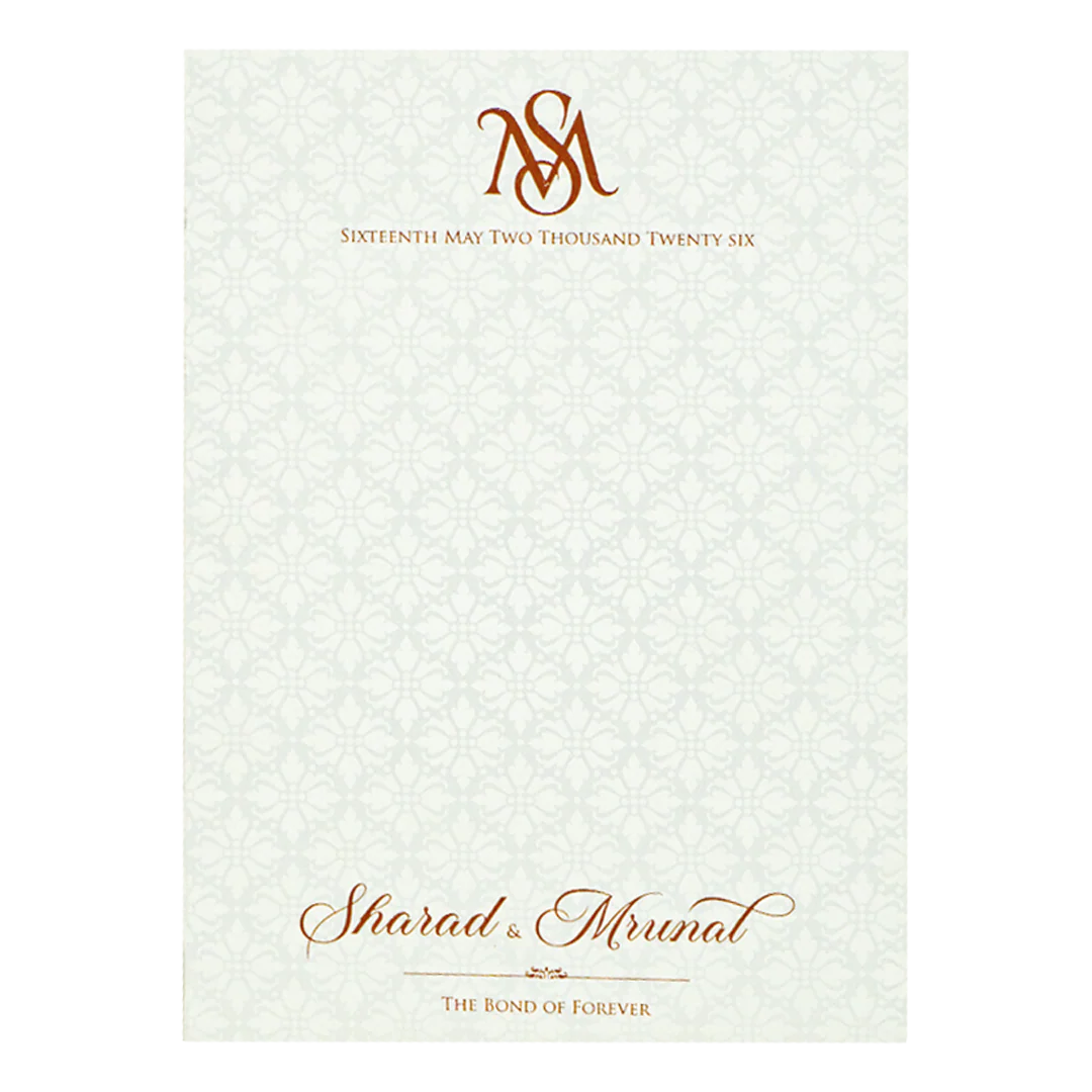 White Embossed Monogram Floral Wedding card-KRE28680 - Image 4