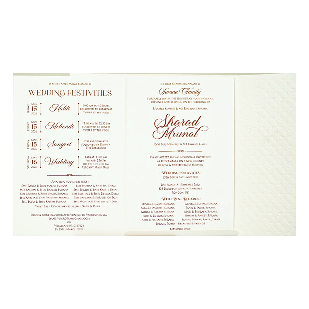 White Embossed Monogram Floral Wedding card-KRE28680 - Image 5