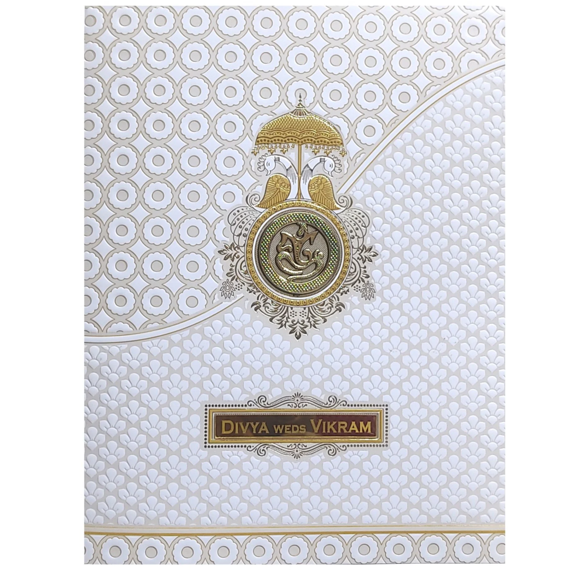 White Embossed Nameplate Invitation Card-KNJS2080 - Image 3
