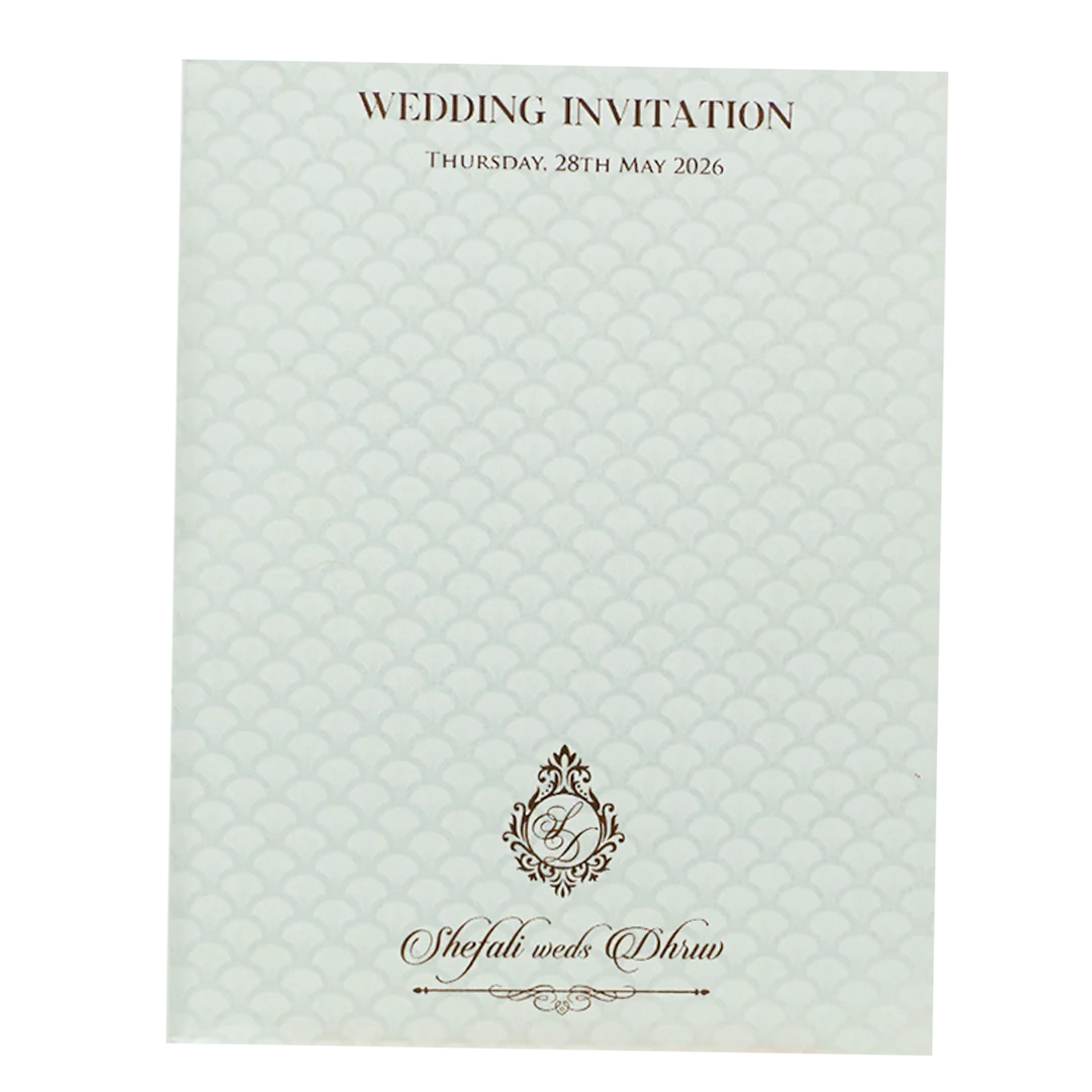 White Embossed Royal Elephant Wedding Card-KRE28420 - Image 4