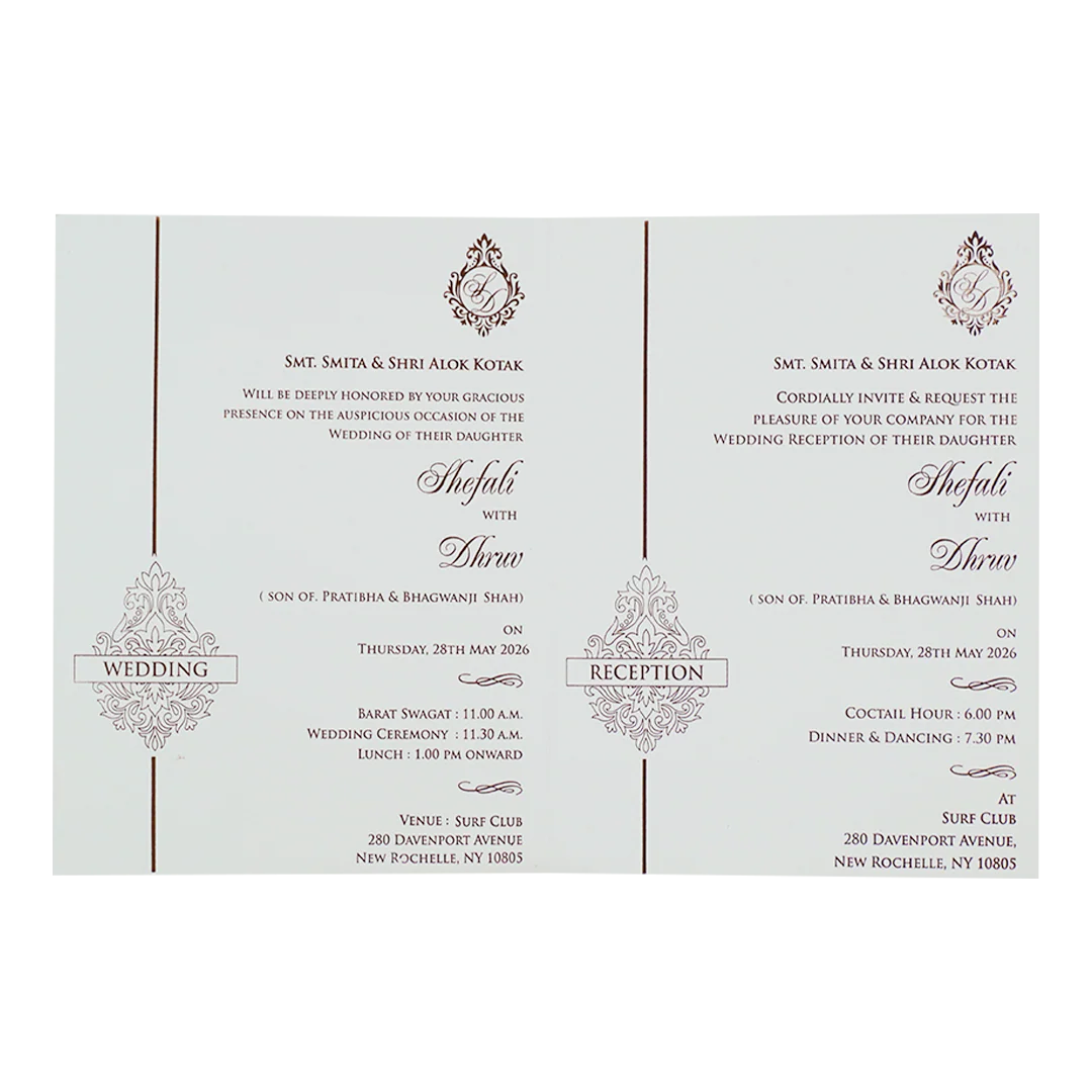 White Embossed Royal Elephant Wedding Card-KRE28420 - Image 5