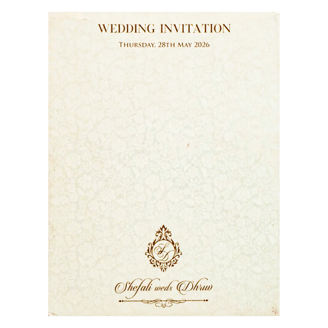 White Floral Arch Padded Wedding card-KRE28130 - Image 4