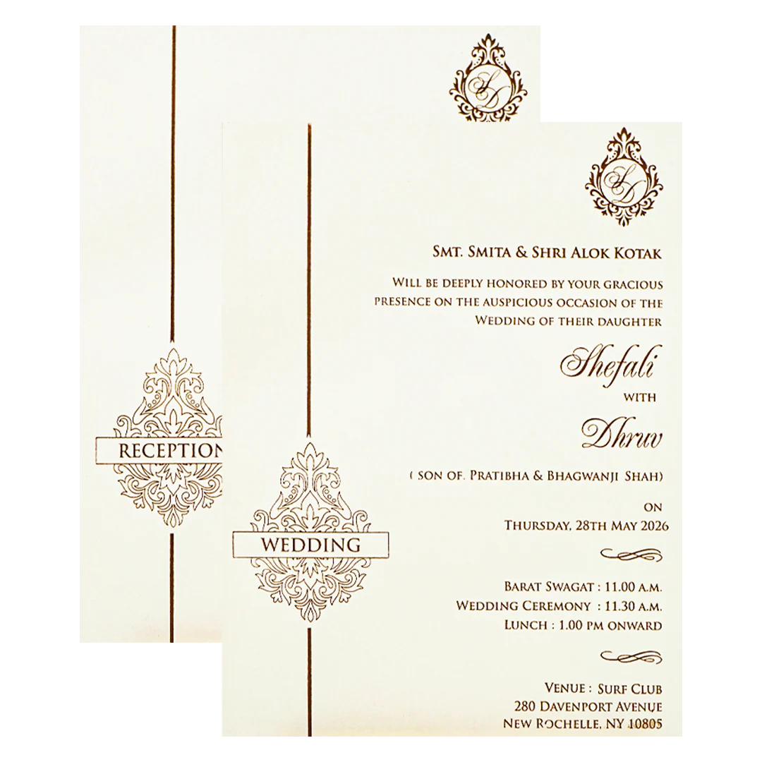 White Floral Arch Padded Wedding card-KRE28130 - Image 5