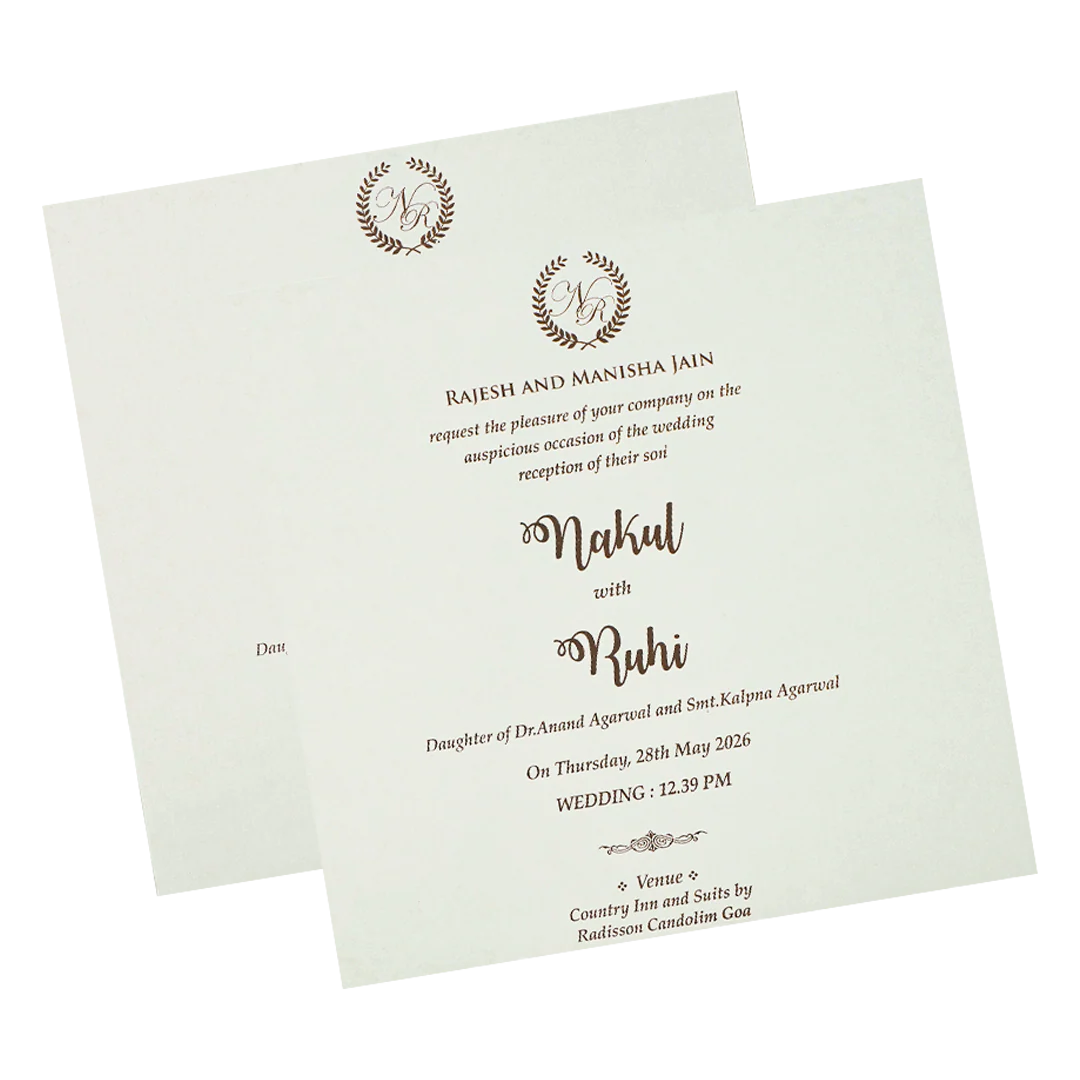 White Floral Circle Medallion Wedding Card-KRE28570 - Image 5
