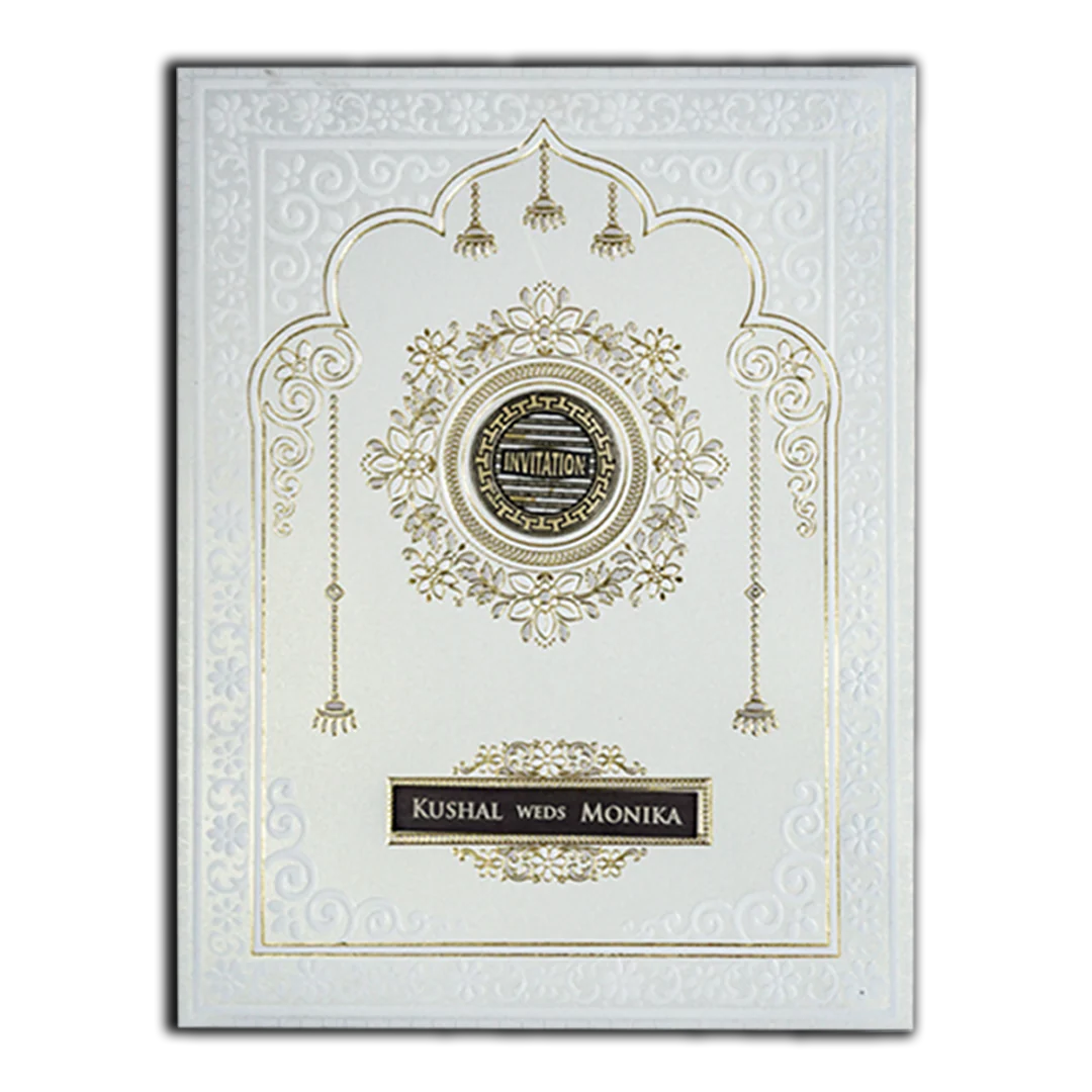 White Floral Elegant Padded Wedding Card-KSH73610 - Image 3