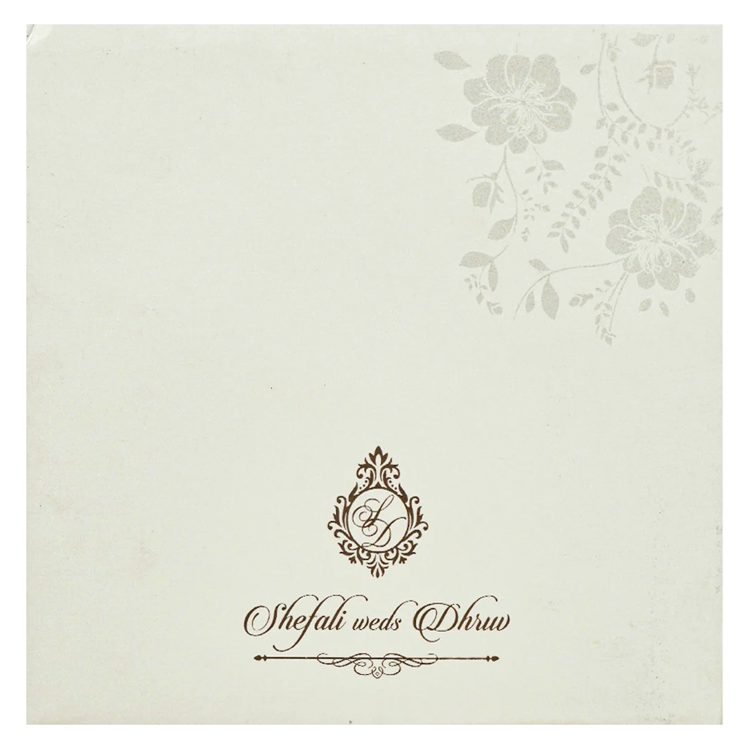 White Floral Embossed Padded Wedding Card-KRE22310 - Image 4