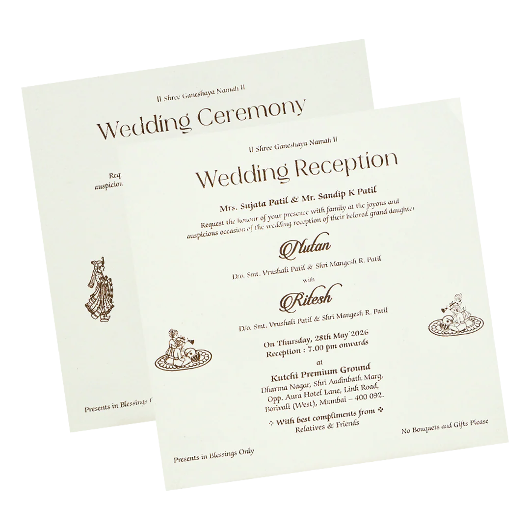 White Floral Embossed Padded Wedding Card-KRE22310 - Image 5