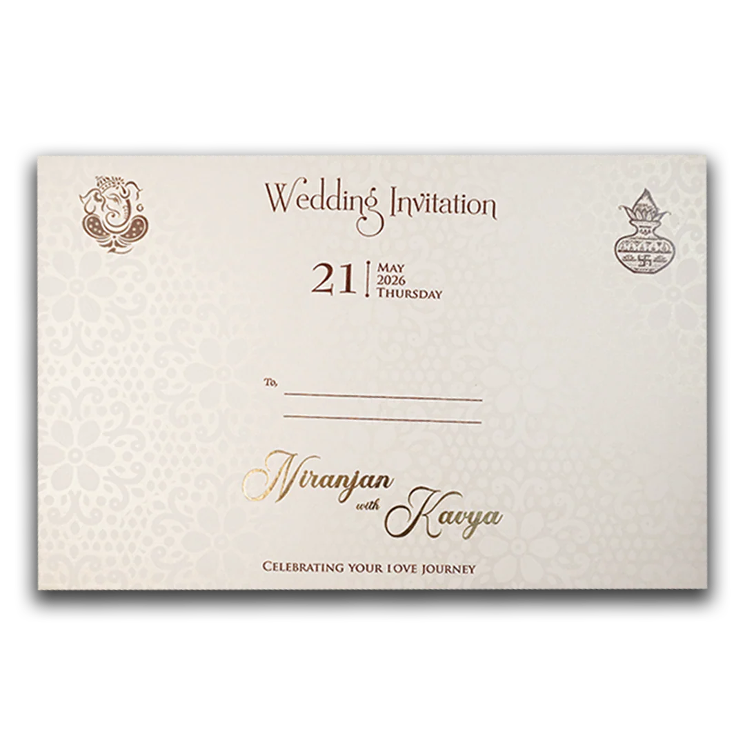 White Floral Ganesha Wedding Card-KSH73640 - Image 4