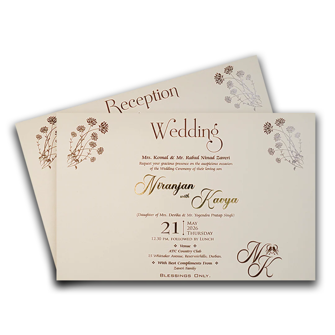 White Floral Ganesha Wedding Card-KSH73640 - Image 5
