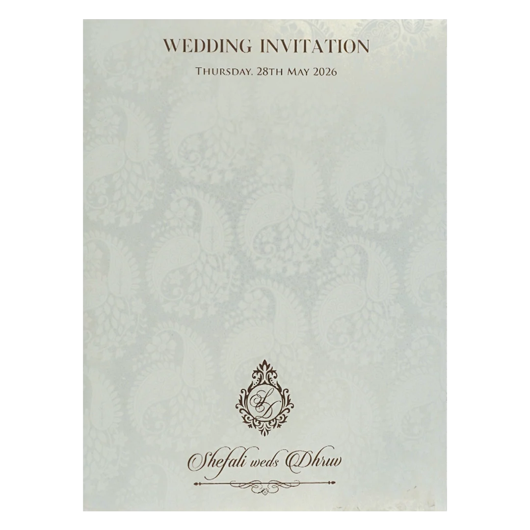 White Floral Ganesha Padded Wedding Card-KRE28170 - Image 4