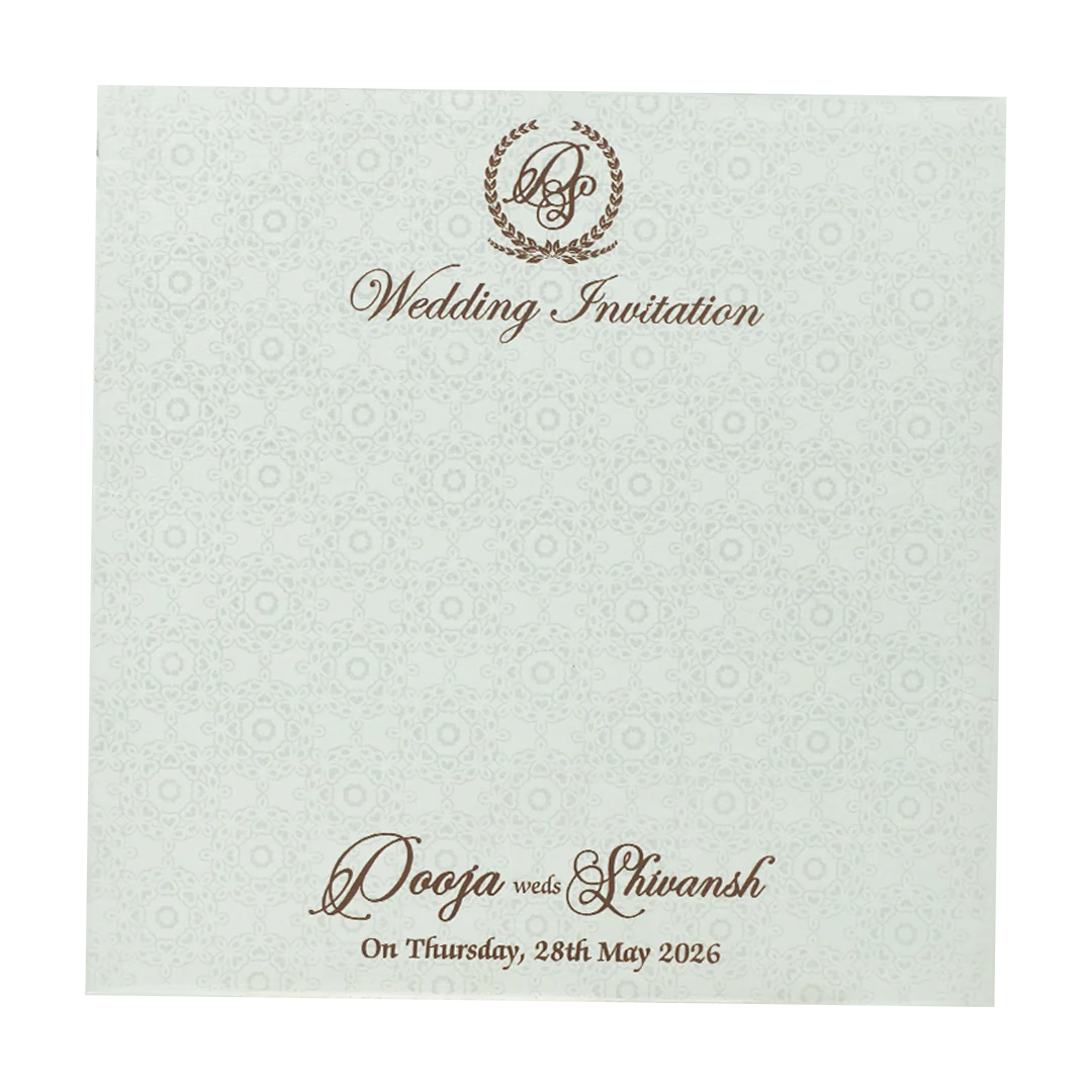 White Floral Gold Band Wedding Card-KRE27010 - Image 4