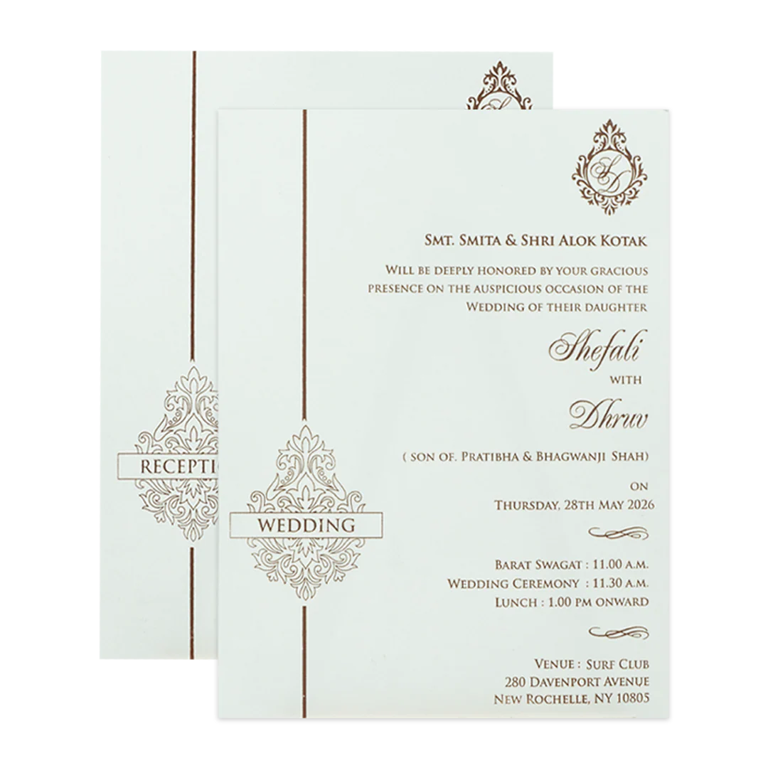 White Floral Gold Foil Wedding Card-KRE28500 - Image 5