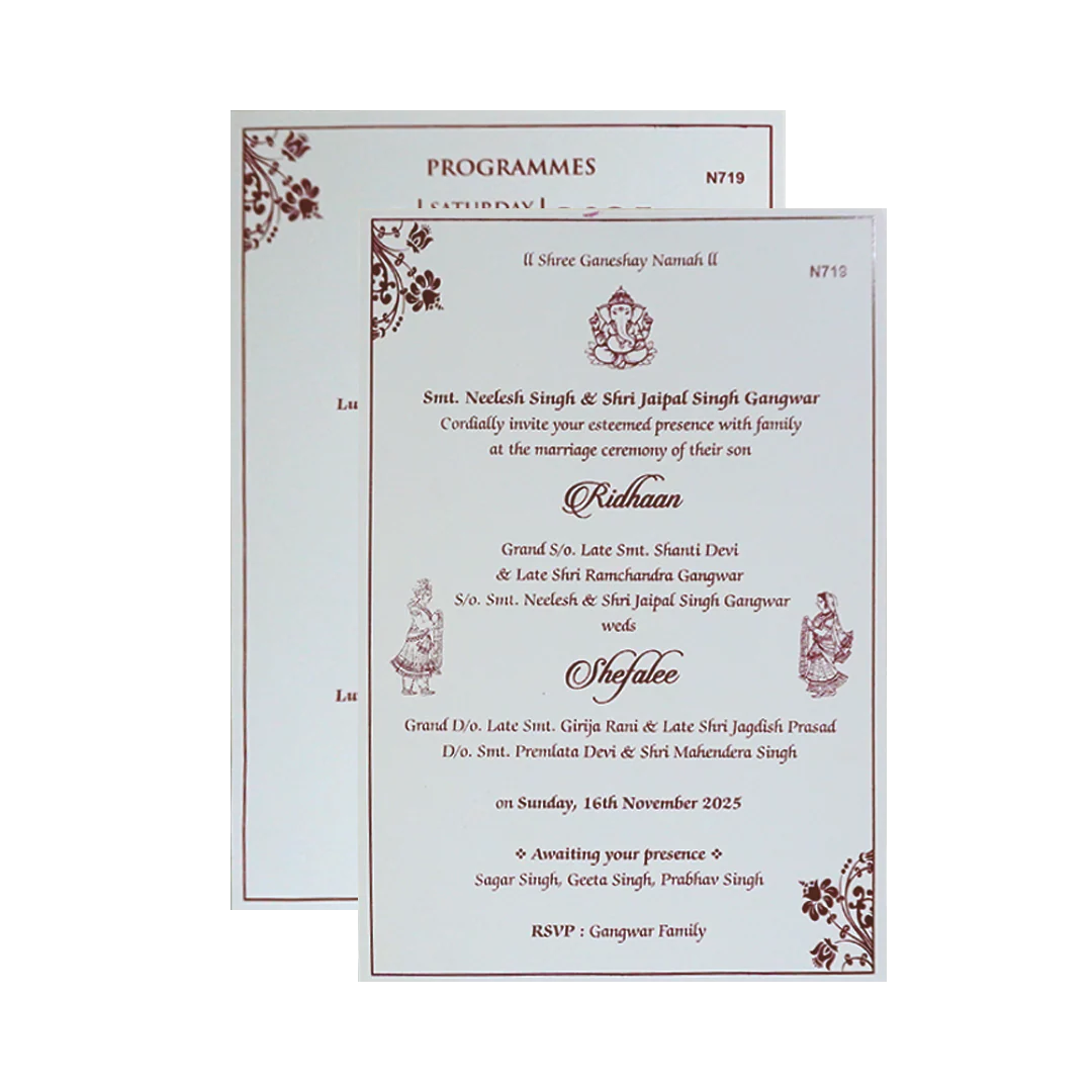 White Floral Invitation Card-KVN07190 - Image 5