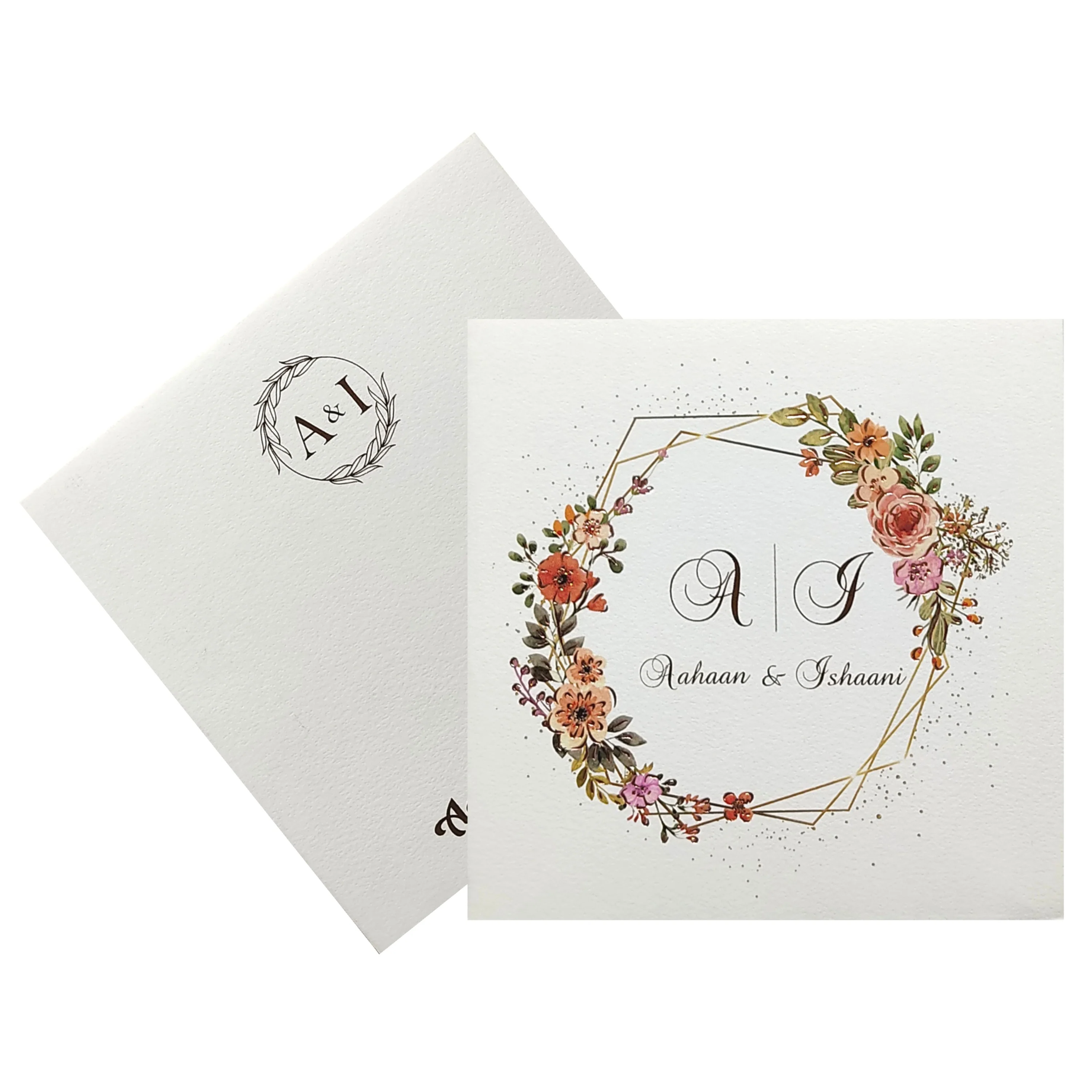 White Floral Invitation Card-KRC29191 - Image 2