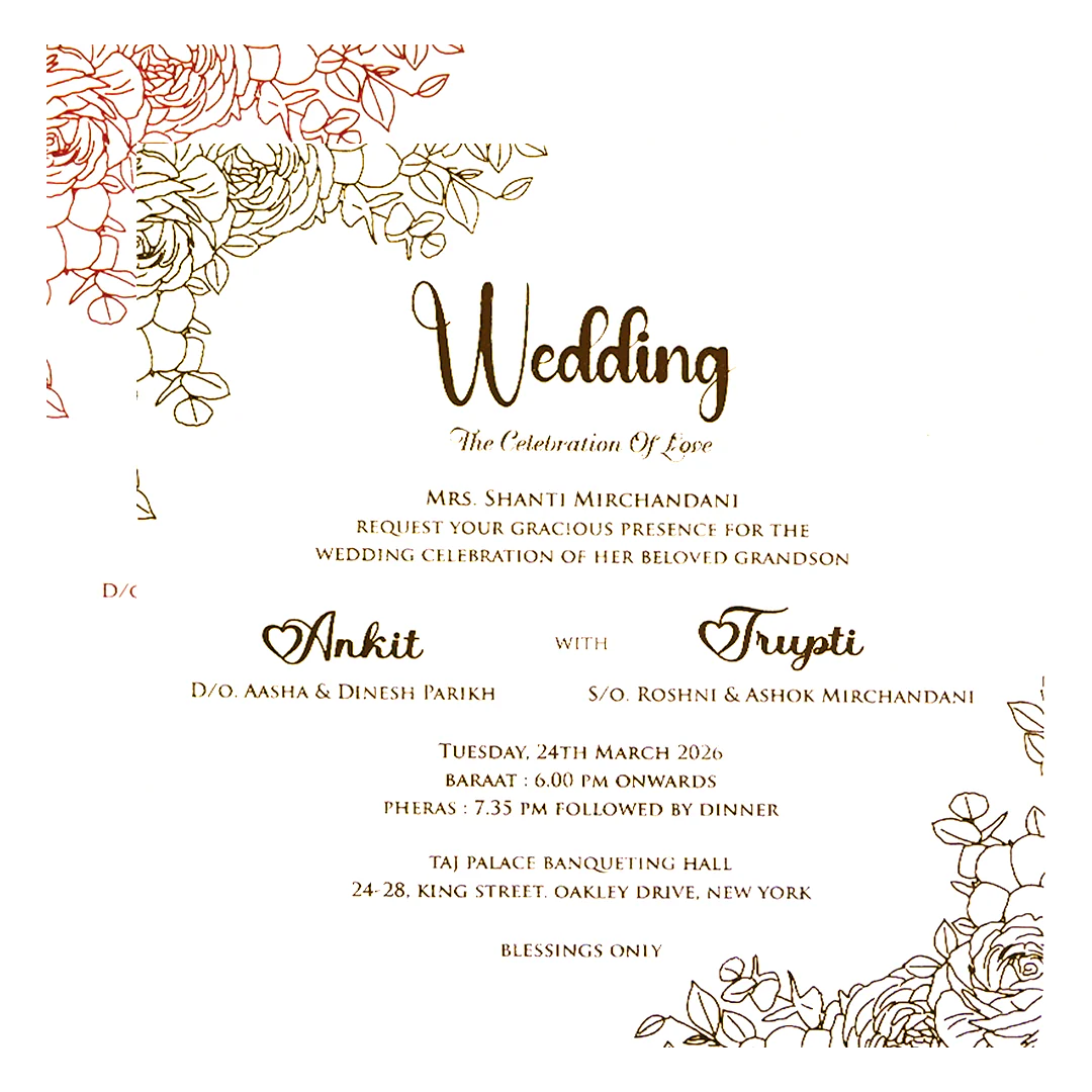 White Floral Minimalist Wedding Card-KPR06600 - Image 5