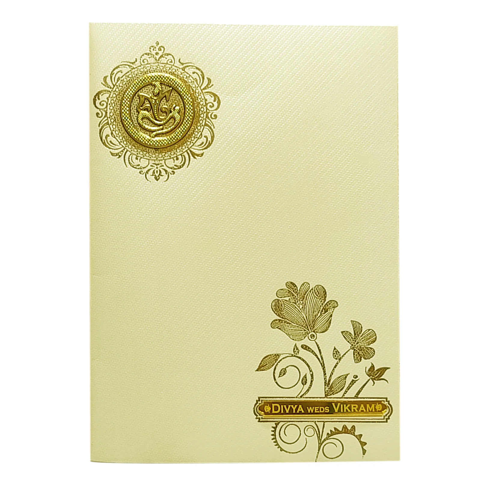 White Floral Nameplate Invitation Card-KNKTW030 - Image 3