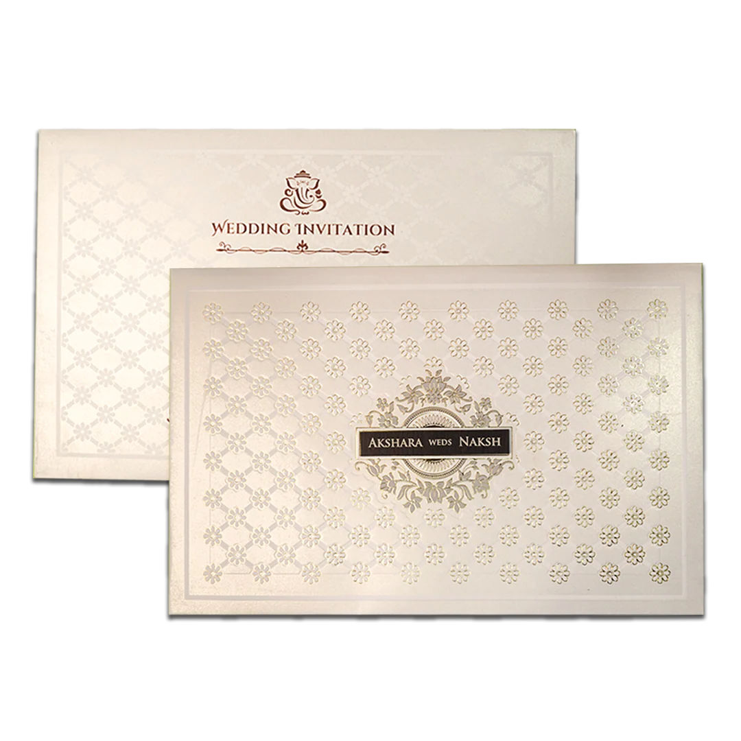 White Floral Padded Wedding Card-KSH73520 - Image 2