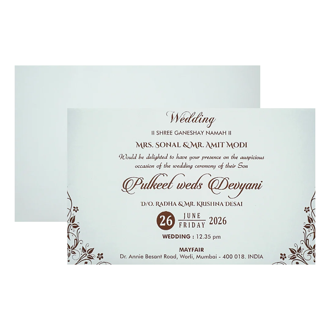 White Floral Padded Wedding Card-KJTS1853 - Image 5