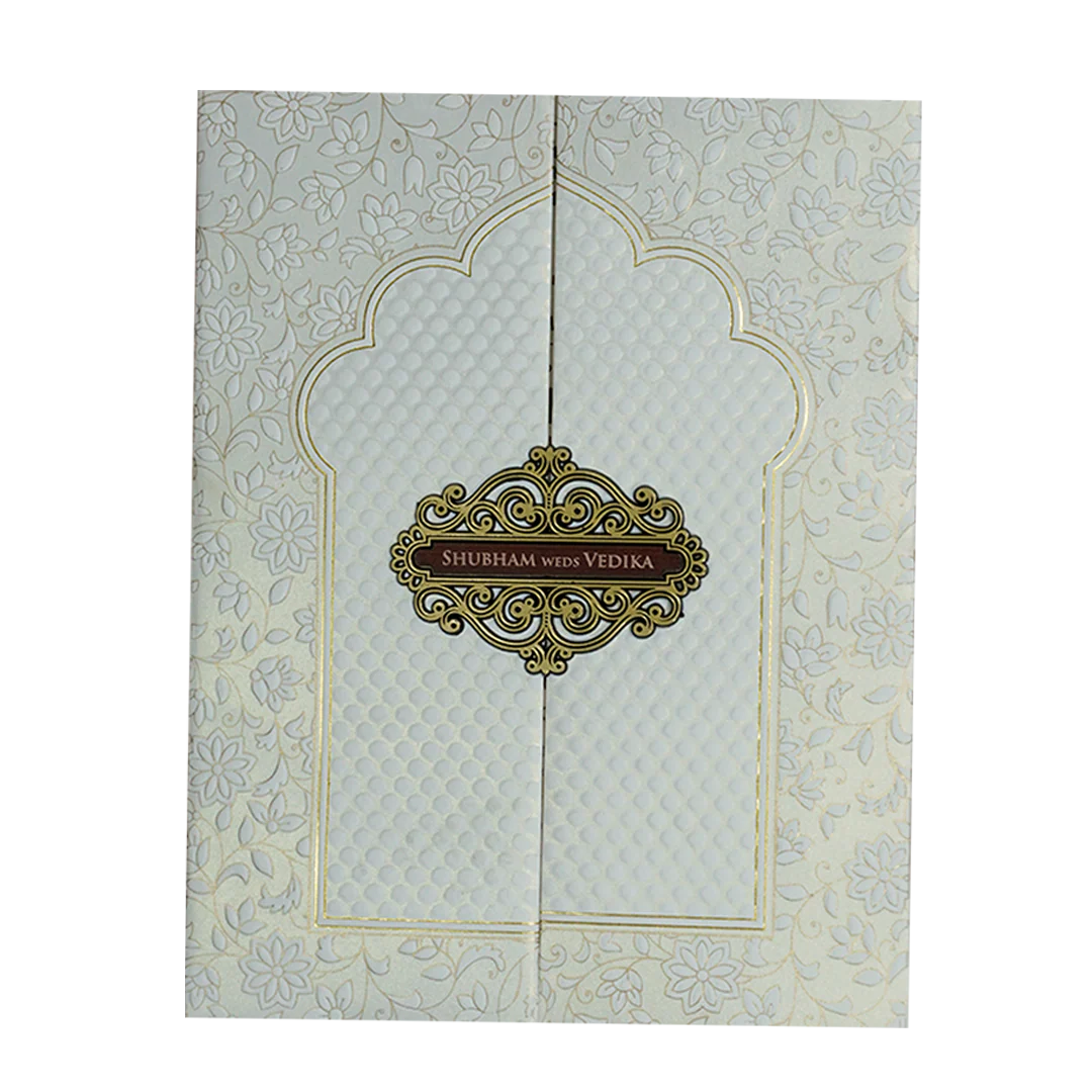 White Floral Padded Wedding Card-KSH73550 - Image 3