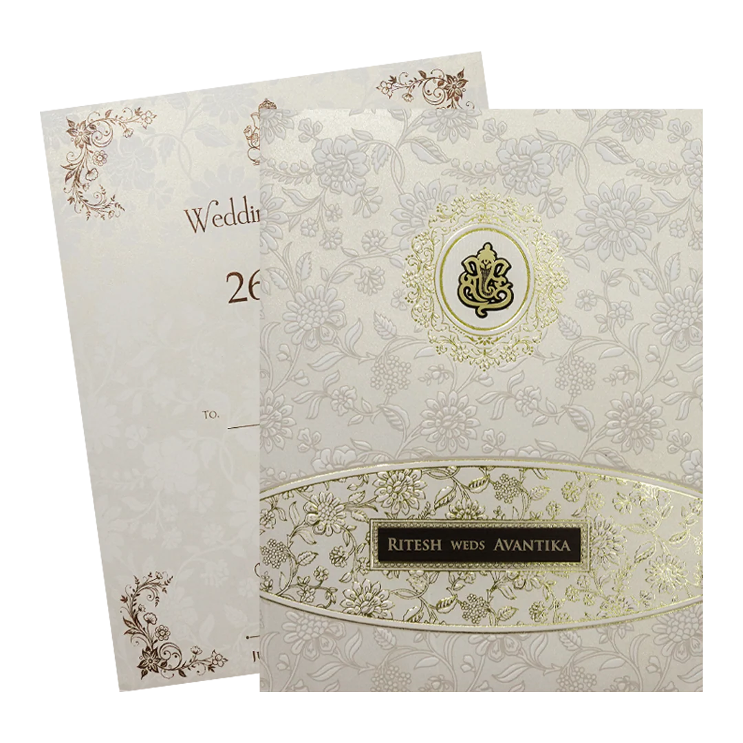 White Floral Padded Wedding Card-KSH73590 - Image 2