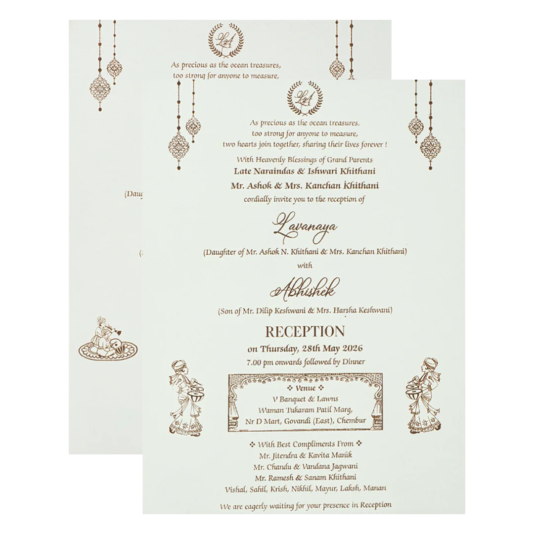 White Floral Royal Elephant Padded Wedding Card-KRE26370 - Image 5