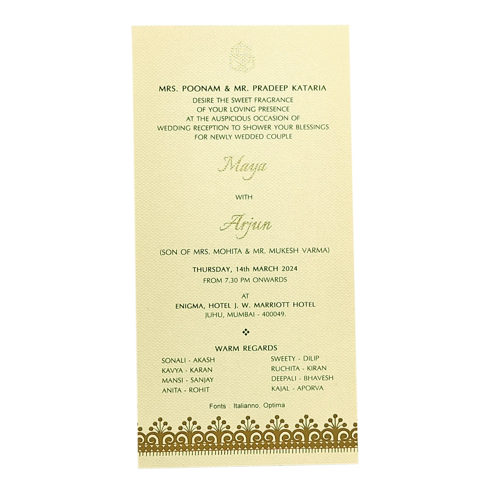 White Foil Design Single Invitation Card-KRCS6062 - Image 2