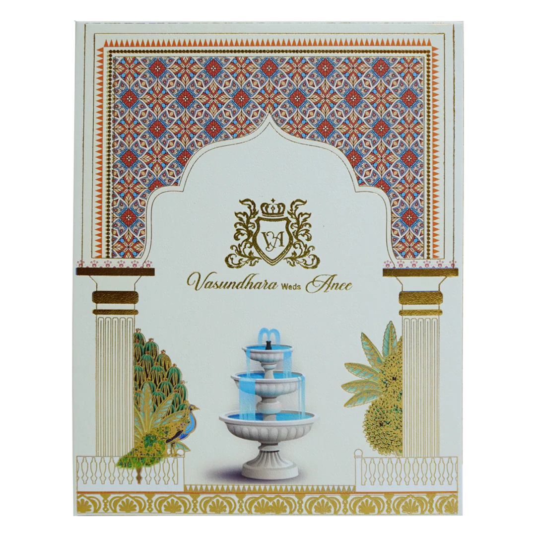 White Fountain Wedding Card-KBM04870 - Image 3