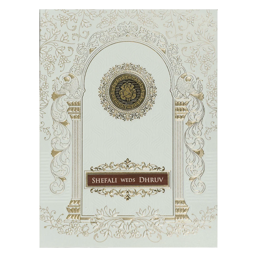 White Ganesha Arch Wedding Card-KRE28410 - Image 3