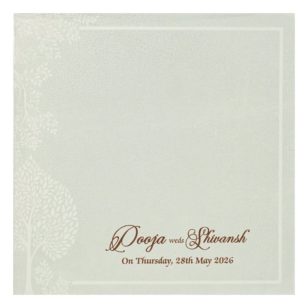 White Ganesha Elephant Wedding Card-KRE27740 - Image 4