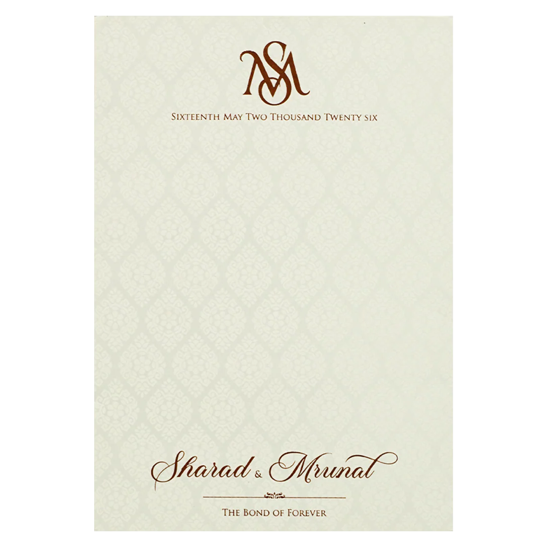 White Ganesh Embossed Floral Wedding card-KRE28650 - Image 4