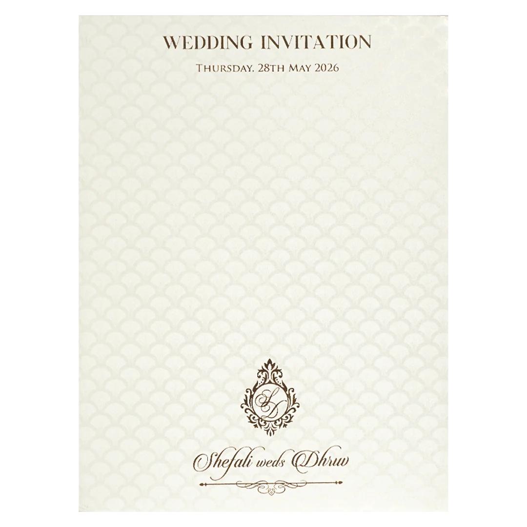 White Ganesha Embossed Padded Wedding Card-KRE28160 - Image 4