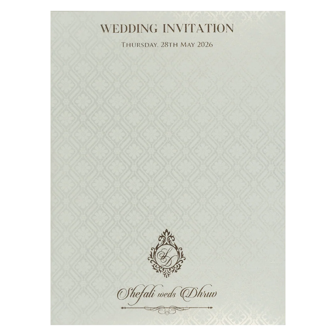 White Ganesha Embossed Padded Wedding card-KRE28110 - Image 4