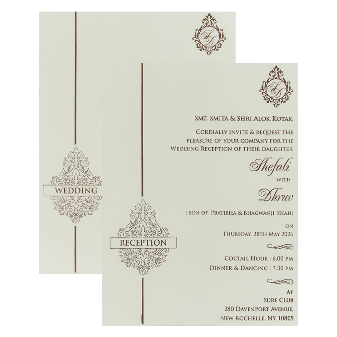 White Ganesha Embossed Padded Wedding card-KRE28110 - Image 5
